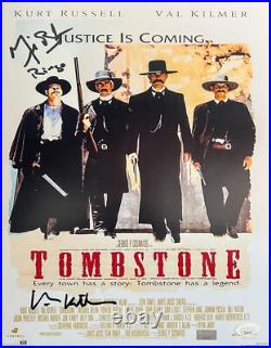 Val Kilmer Michael Biehn Autographed Signed 11x14 Photo Tombstone JSA Inscribed
