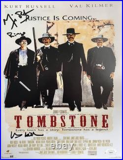 Val Kilmer Michael Biehn Autographed Signed 11x14 Photo Tombstone JSA Inscribed