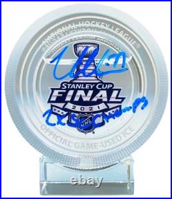 Victor Hedman autograph signed inscribed GU Ice puck Tampa Bay Lightning JSA COA Victor Hedman autograph signed inscribed GU Ice puck Tampa Bay Lightning JSA COA