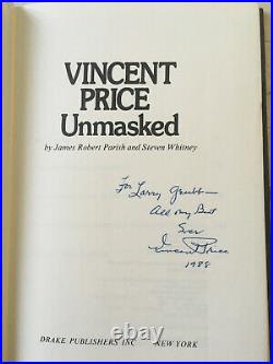 Vincent Price signed and inscribed biography Vincent Price Unmasked