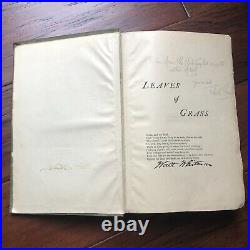 WALT WHITMAN JSA LOA Leaves Of Grass Autograph Book Signed