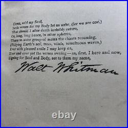 WALT WHITMAN JSA LOA Leaves Of Grass Autograph Book Signed
