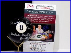 WILLIE MOSCONI HOF Signed Autograph Inscribed Auto # 8 Ball Pool Ball JSA? COA