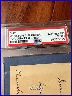 WINSTON S. CHURCHILL PSA/DNA Slab Autograph Inscribed Cut Card Signed