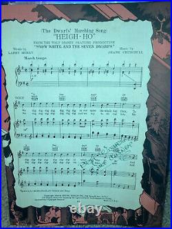 Walt Disney Autographed and Inscribed Sheet Music Heigh-Ho from Snow White