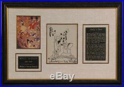 Walter E. Walt Disney Inscribed Printed Cartoon Signed In Ink