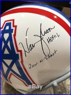 Warren Moon Autographed & Inscribed Full Size Oilers Helmet Beckett COA HOF
