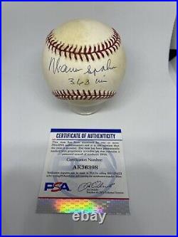 Warren Spahn Signed Baseball PSA/DNA Certified Autograph 363 Wins Inscribed Auto