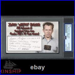 Whitey Bulger signed Cut 3x5 Custom Card PSA DNA Slab Inscribed Auto C5061