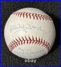 Whitey Ford 5x Inscribed Signed Autographed Vintage OAL BASEBALL Steiner COA