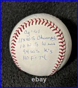 Whitey Ford 5x Inscribed Signed Autographed Vintage OAL BASEBALL Steiner COA