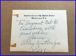 Wiley Rutledge Signed Supreme Court Justice Chambers Card Autograph Inscribed