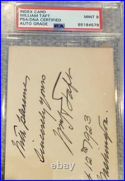William Taft 27th President Signed & Inscribed 1923 PSA/DNA Mint 9 Autograph