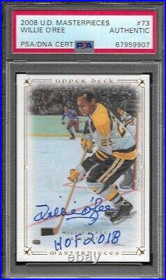 Willie O'Ree Auto Signed 2008 Upper Deck Masterpieces Card #73 HOF 2018 PSA