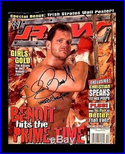 Wwe Chris Benoit Hand Signed Autographed Inscribed Wrestling Magazine With Coa